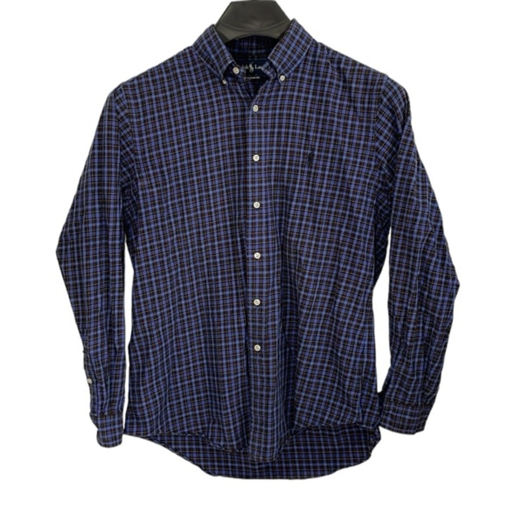 Ralph Lauren Vintage Size Large men’s blue, black, red and white plaid shirt.